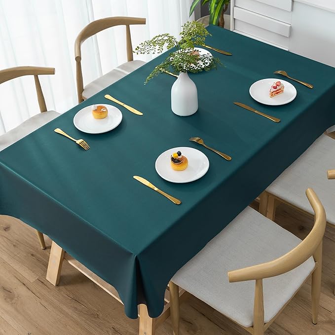 Rectangle Table Cloth,100% Waterproof Tablecloth Oil Proof Spill Proof Vinyl Table Cloth, Wipe Clean Plastic Table Cover for Dining, Camping, Indoor and Outdoor 54" x 78",Navy Blue