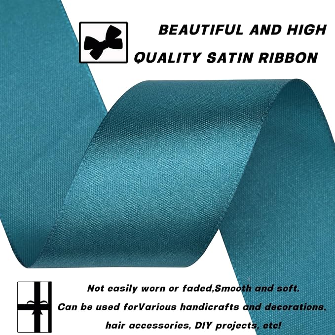 1-1/2 Inch 30 Yards Greenish Blue Solid Satin Ribbon for Gift Wrapping,Craft Floral Bouquets,Wedding Party,Timeless Flower,Decoration Floral Hair,Balloons