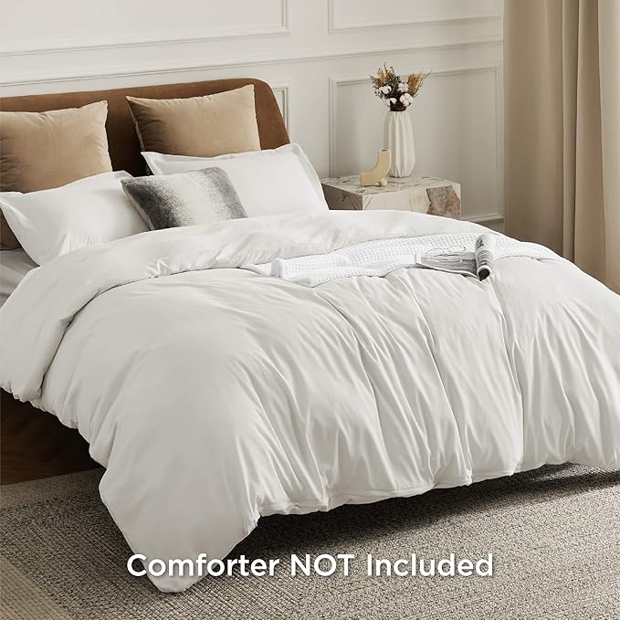 Bedsure Duvet Cover California King Size - Soft Double Brushed Bedding Set for Kids & Adults, Zipper Closure, 3 Pieces, Includes 1 Duvet Cover (104"x98") & 2 Pillow Shams, NO Comforter, Ivory White