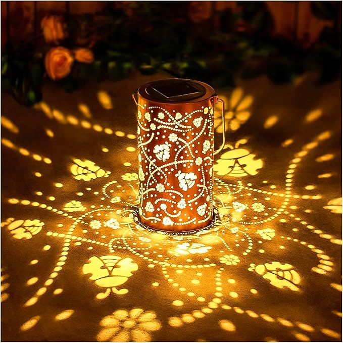 Ladybug Solar Lanterns Outdoor Waterproof Hanging Solar Lights Ladybug Gifts for Women Men Metal Decorative LED Ladybug Lanterns for Garden Decor,Yard,Patio,Lawn,Tabletop,Pathway,Landscape