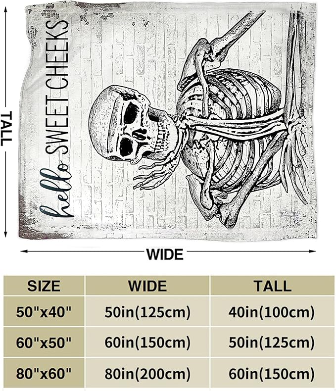 Funny Skull Throw Blanket - Skeleton Gifts & Decor - Soft, Warm, Cozy Fleece Blanket for Boys, Men, Girls, Women, Kids & Adults - 80"x60"