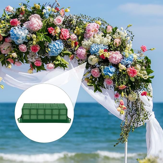 24 Packs Floral Foam Cage Rectangle Flower Cage Holders with Floral Foam Flower Arrangement Supplies for Fresh Flowers, Home Wedding Decorations, 11.8 x 4.3 x 3.1 Inches