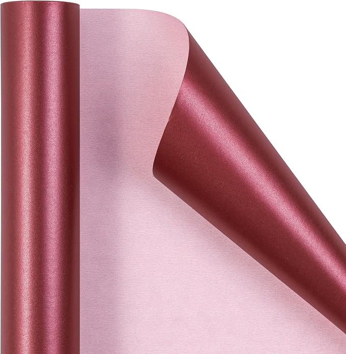 RUSPEPA Burgundy Matte Wrapping Paper, Mini Roll, Wine Red Solid Color Pearly-luster Paper Perfect for Christmas, Wedding, Birthday, Valentine's Day, Baby Shower, Anniversary, 17 Inches X 32.8 Feet