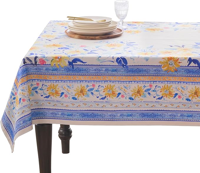 Maison d'Hermine Table Cloth Rectangle Table 100% Cotton Tablecloth for Dining Room, Farmhouse, Home, Hotel, Parties & Wedding - Ideal for Easter Decorations Spring & Summer (Girassol, 60" x 108")