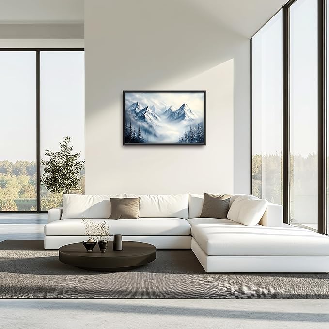 Snow Mountain Large Wall Art Framed Wall Decor for Living Room, Mountains Pictures Oversized Canvas Print Painting Modern Extra Large Framed Artwork for Bedroom Office Home Decor 36"x24"