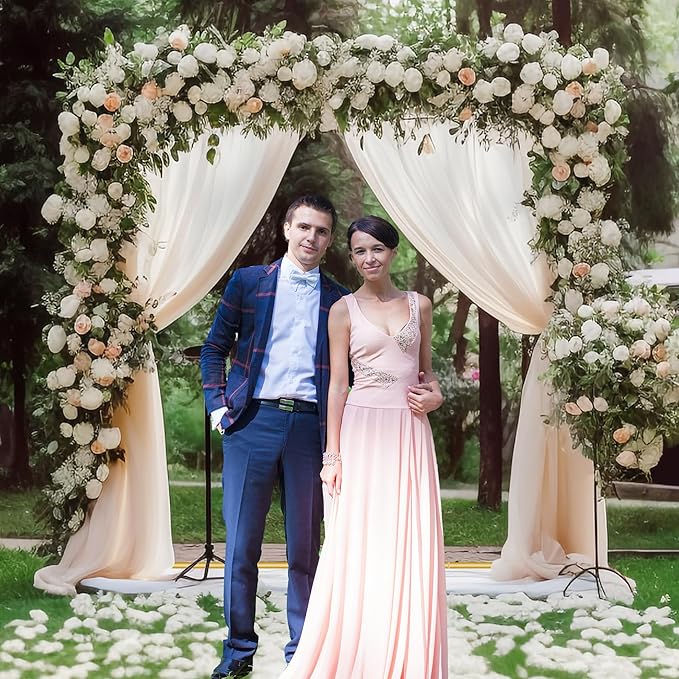 Metal Wedding Arch Backdrop Stand for Parties 6.6FT Gold Balloon Arch Square Frame Kit Pipe and Drape Stand Floral for Ceremony, Wedding, Baby Shower, Birthday Party, Flower Wall Decoration
