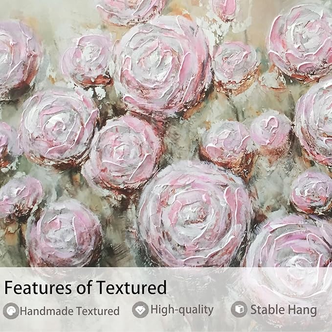 Arjun Flowers Wall Art Framed Canvas Art Wall Decor Living Room, Roses Floral Painting Textured Large Bedroom Artwork Picture Home Office Dining Room, 48"x24"