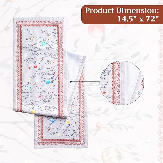 Maison d' Hermine Table Runner 100% Cotton Single Layer Table Runners 72 inches Long for Thanksgiving Christmas Decorations Home Kitchen Dining Party Wedding (Fairy Christmas, 14.5" x 72")