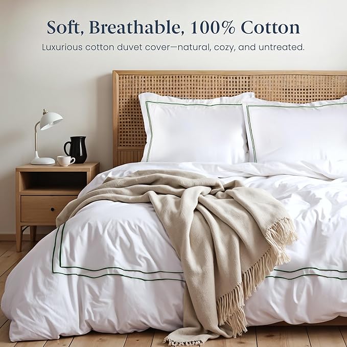 Ella Jayne Twin Duvet Cover (2 Pieces), 100% Cotton Percale, Twin/Twin XL, Soft, Breathable & Lightweight Including Duvet Cover Twin (1 Piece) 68" x 90" Inches with 1 Pillow Shams (White Design)
