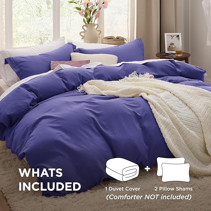 Bedsure Skipper Blue Duvet Cover Full Size - 3 Pieces Prewashed Extra Soft Cotton-Like Bedding Set, Includes 1 Duvet Cover 80x90 Inches with Zipper Closure & 2 Pillow Shams, Comforter Not Included