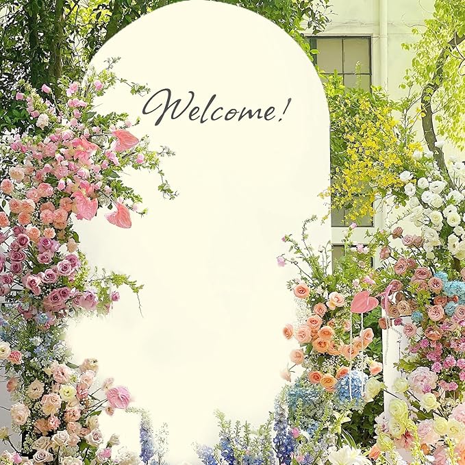 Metal Arch Backdrop Stand and Cover Set, 8FT, 7.2FT Party Backdrop, Easy to Assemble, Backdrop Stand for Parties, Birthday, Baby Shower