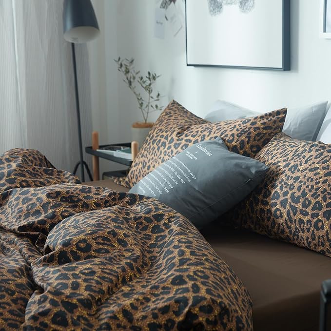 LifeTB Leopard Comforter Set Queen Comforter Set 3 Pieces Leopard Print Comforter Fluffy Soft Microfiber Bedding Set for All Seasons Animal Cheetah Print Queen Size Comforter with 2 Pillowcases