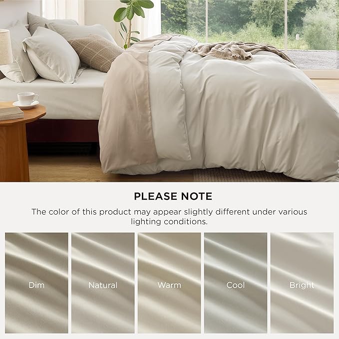 Bedsure Duvet Cover with Fitted Sheet Queen - 6 Pieces, Deep Pocket, Hotel Luxury Soft Double Brushed Bedding Set, 1 Duvet Cover, 1 Fitted Sheet, 2 Pillow Shams, 2 Pillowcases, NO Comforter, Linen