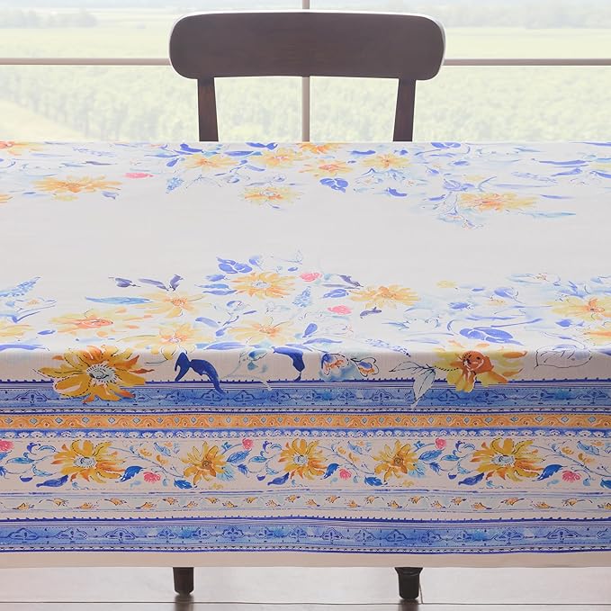Maison d'Hermine Table Cloth Rectangle Table 100% Cotton Tablecloth for Dining Room, Farmhouse, Home, Hotel, Parties & Wedding - Ideal for Easter Decorations Spring & Summer (Girassol, 60" x 90")
