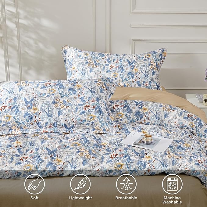 SAPHREAS Queen Size Boho Duvet Cover Green Paisley Bedding Set with 8 Corner Ties and 2 Pillow Shams 100% Cotton Reversible Duvet Cover Set with Zipper Closure