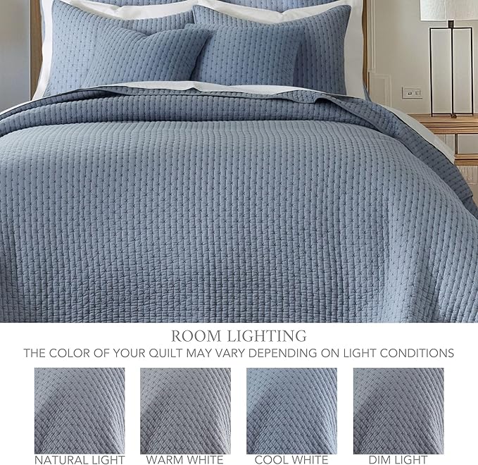 Levtex Home - Cross Stitch Bedspread Set - Twin Bedspread and One Standard Sham - Cross Stitch Pattern - Bedspread (84x104in.) and Sham (20x26in.) - Cotton