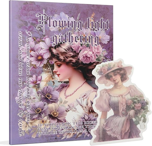 Snycler Sticker Book - 24 Sheets Vintage PET Stickers for Scrapbooking, Junk Journaling, Ephemera, and Decorative Crafts - Pre-Cut Floral Design Stickers Vintage-6