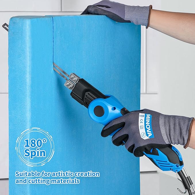 250W AC Rotatable Electric Hot Knife Foam Cutter Styrofoam Cutting Tool Kit Air Cooled Hot Knife Cutter Foam Cutting Tool Kit with Heavy-Duty Case