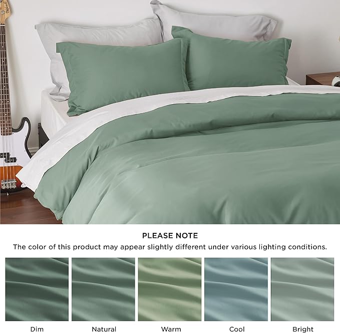 Bedsure Duvet Cover California King Size - Soft Double Brushed Bedding Set for Kids & Adults, Zipper Closure, 3 Pieces, Includes 1 Duvet Cover (104"x98") & 2 Pillow Shams, NO Comforter, Sage Green