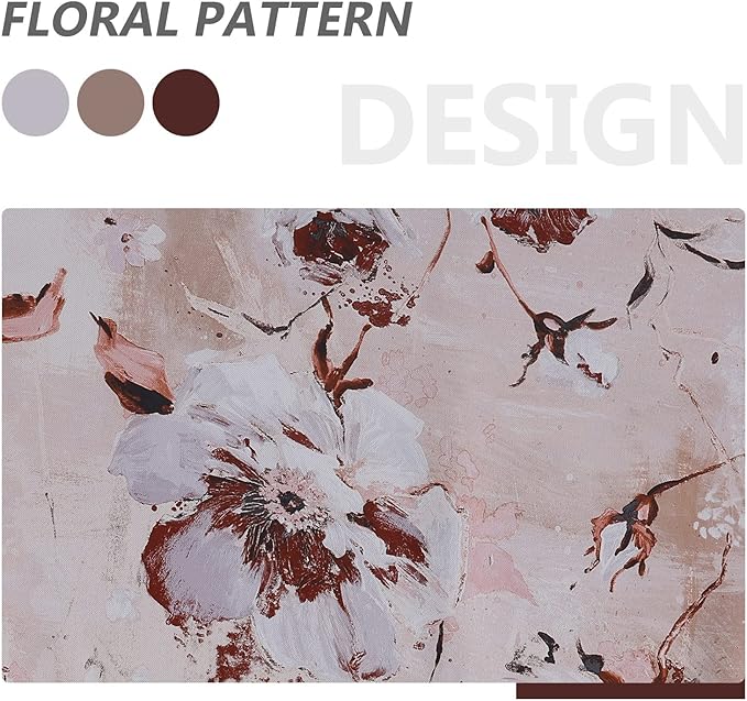 MYSKY HOME Floral Curtains - 63 inch Length, 2 Panels for Bedroom, Darkening Thermal Insulated, Flower Printed with Grommet in Burgundy and White