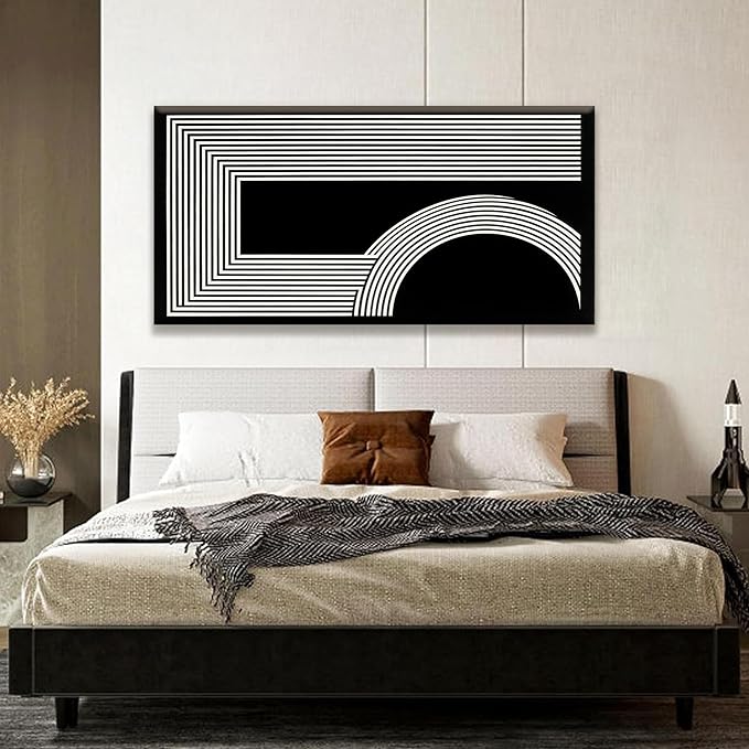 TAIJXAGSG Canvas Art Wall Decor Modern Line Art Prints Black And White Abstract Art Print Painting Modern Artwork Decorations For Living Room Pictures For Bedroom Office Home Wall Decor 24 X 48 In