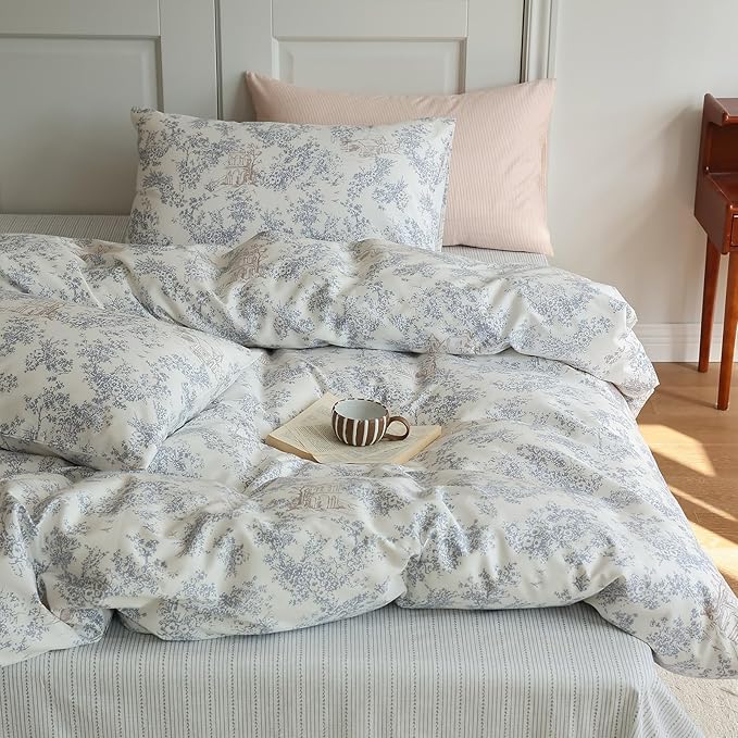Vintage Botanical Flower Duvet Cover Full Size 3 Pieces Cotton Garden Floral Duvet Cover Boho Chic Farmhouse Bedding Set Full Cabin Country Style Floral Comforter Cover Cottagecore Flower Bedding Set
