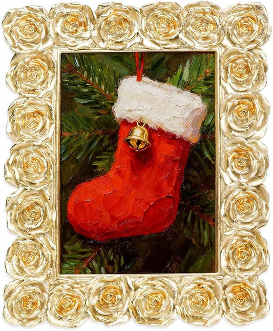 Rose 4x6 Picture Frame, Gold Vintage Antique Picture Frames with Glass Front, Elegant Retro Carved Ornate Photo Frame, Resin Photo Frames for Tabletop or Wall Hanging, Vertical or Horizontal Photos Display