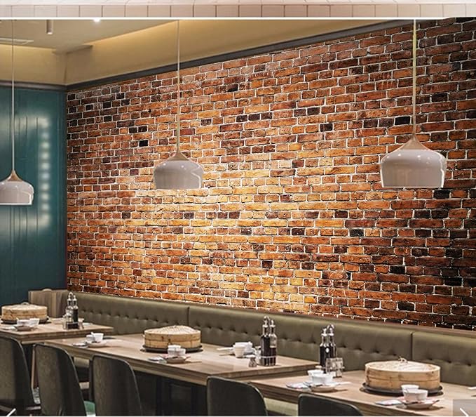 Eierme-Close-up of a Brick Wall Background with Strong Texture Peel and Stick 137" x 102"