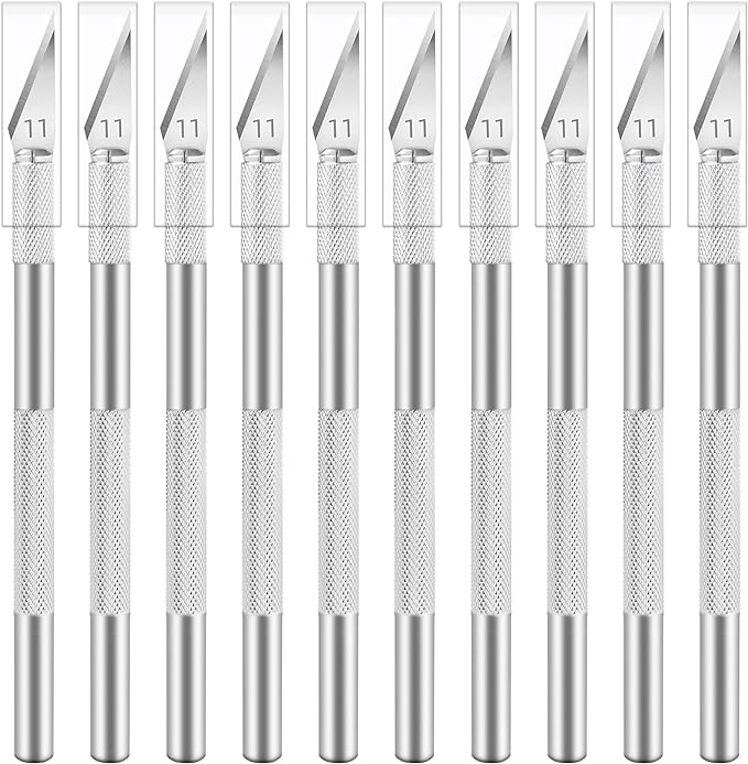 10 Pack Hobby Knife Set, Stainless Steel Craft Knife Kit for Pumpkin Carving, DIY, Art, Cutting, Stencil