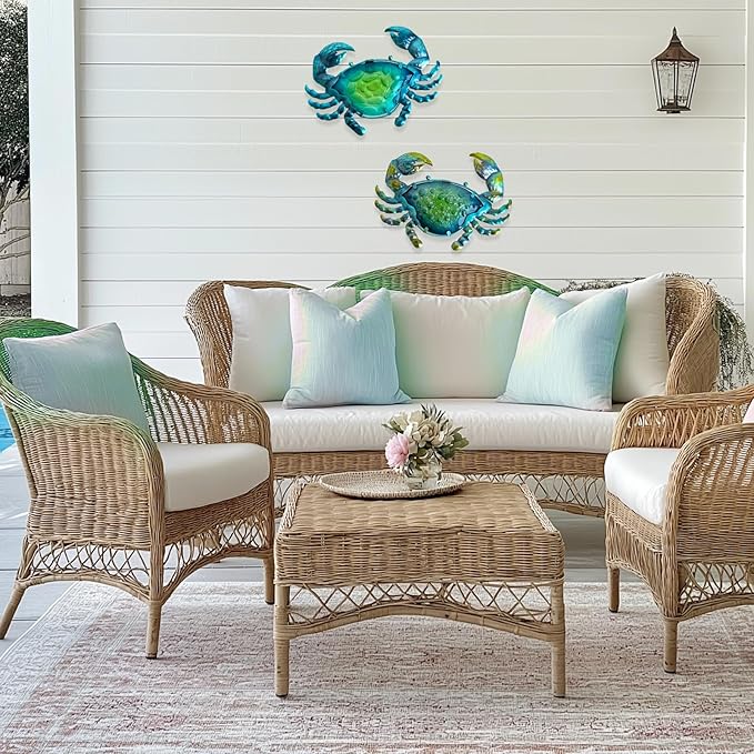 LIFFY Metal Crab Wall Art Decor Ocean Wall Hanging Coastal Wall Sculptures Beach Theme Wall Decoration for Indoor Outdoor Bathroom Bedroom Living Room Garden Pool (10inch,2 pcs)
