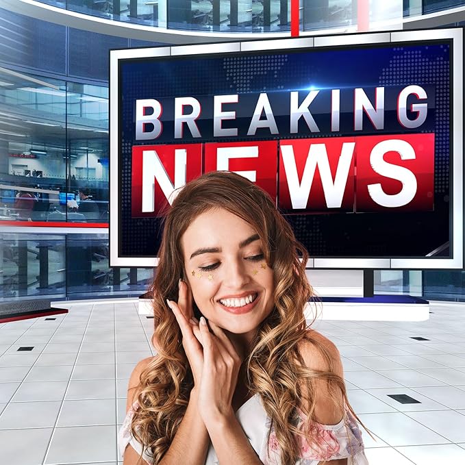 Breaking News Backdrop TV News Broadcast Hall Studio Background News Room Broadcasting Photography Background Program Record News Report Business Newsman Backdrop Kids Portrait Photo Props 8x6ft