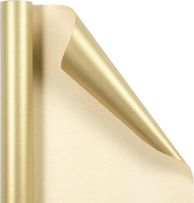 RUSPEPA Gold Matte Wrapping Paper, Jumbo Roll, Mint Green Solid Color Pearly-luster Paper Perfect for Wedding, Birthday, Valentine's Day, Christmas, Baby Shower, DIY Bouquet, 30 Inches X 32.8 Feet