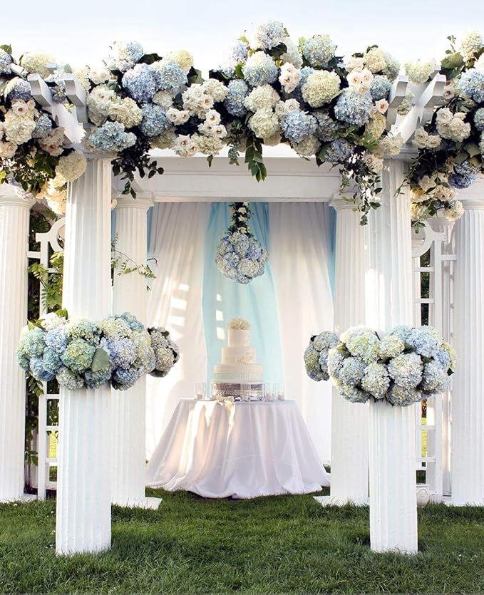 Flojery Silk Hydrangea Heads Artificial Flowers Heads with Stems for Home Wedding Decor,Pack of 10 (Blue)