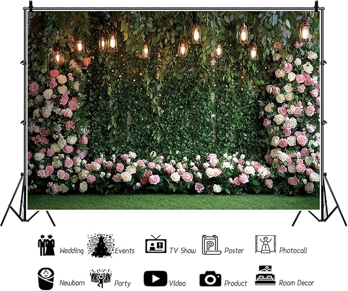 Baocicco Green Floral Wall Backdrops 9x6ft Outdoor Outside Wedding Background Bridal Shower Bride to Be Party Decorations Kids Adults Portraits Birthday Anniversary Banner Backdrop Photo Props