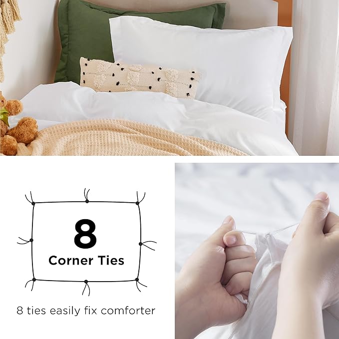 Bedsure Duvet Cover Twin/Twin XL Size - 2 Pieces Prewashed Cotton-Like Extra Soft Bedding Set, Includes 1 Twin Duvet Cover 68x90 Inches with Zipper Closure & 1 Pillow Sham, White, No Comforter
