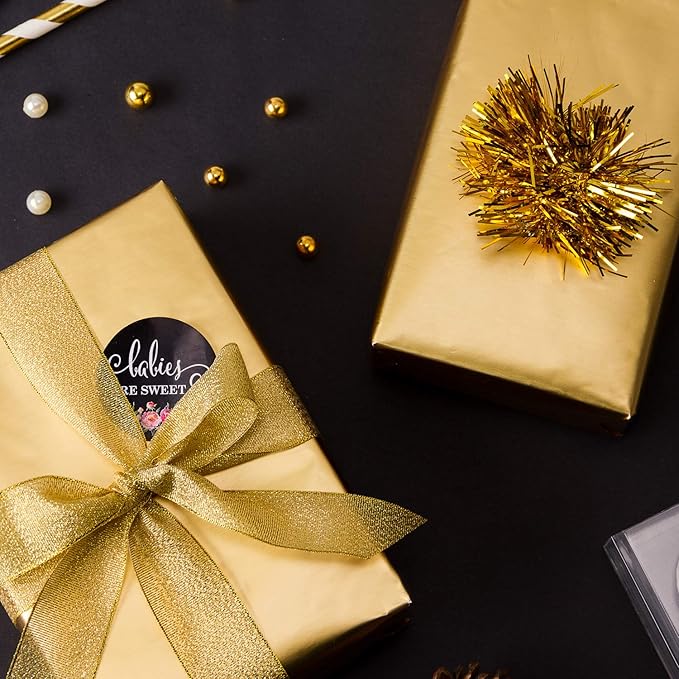 RUSPEPA Gold Gift Wrap - Christmas Wrapping Paper, Matte Metallic Foil Solid Color Gift Wrap Paper Roll Perfect for Birthday, Wedding, Anniversaries, Christmas, Baby Shower, Graduations Gifts - 17 Inches X 32.8 Feet
