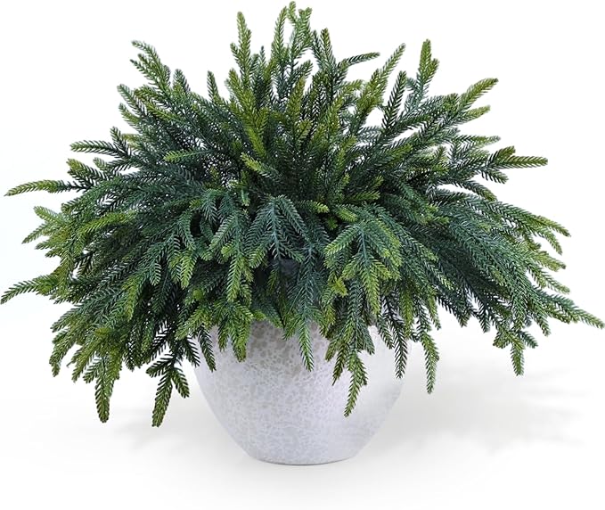 12 Pcs Pine Branches - Real Touch Artificial Pine Stems - Christmas Greenery Picks for DIY Wreaths Garlands Vase Arrangements, Indoor Outdoor Christmas Decor