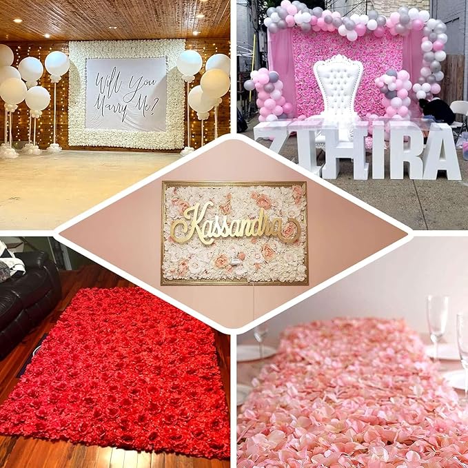 Efavormart 4 Pack 11 Sq ft. UV Protected White 3D Silk Rose & Hydrangea Flower Panel Wall Mat for DIY Party Centerpieces Decor