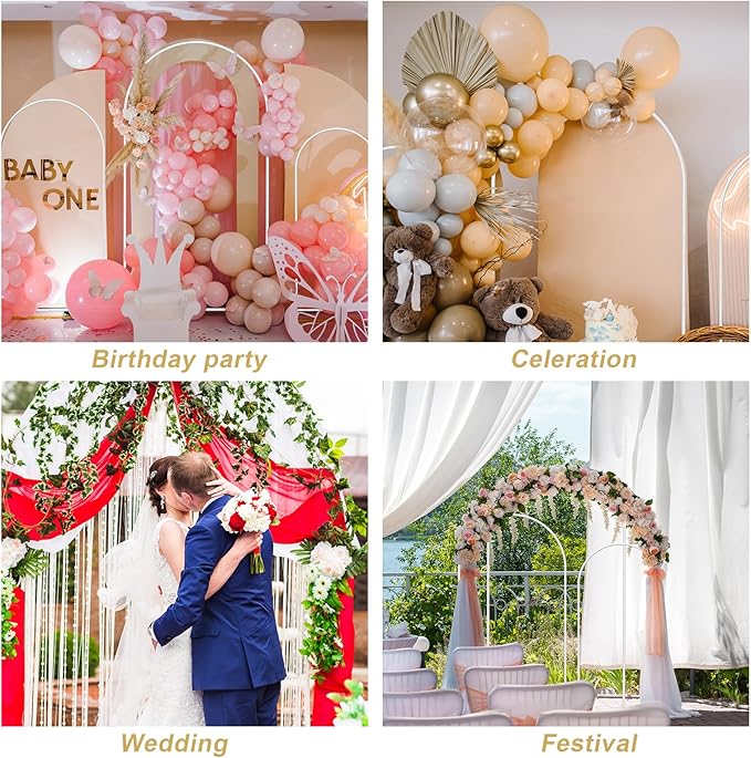 Wedding Arch Backdrop Stand Set of 3(7.3FT/6.6FT/6FT),Metal Balloon Arch for Wedding Ceremony Baby Shower, Outdoor Indoor Birthday Party,Garden Floral Arch Backdrop Stand Decoration, White