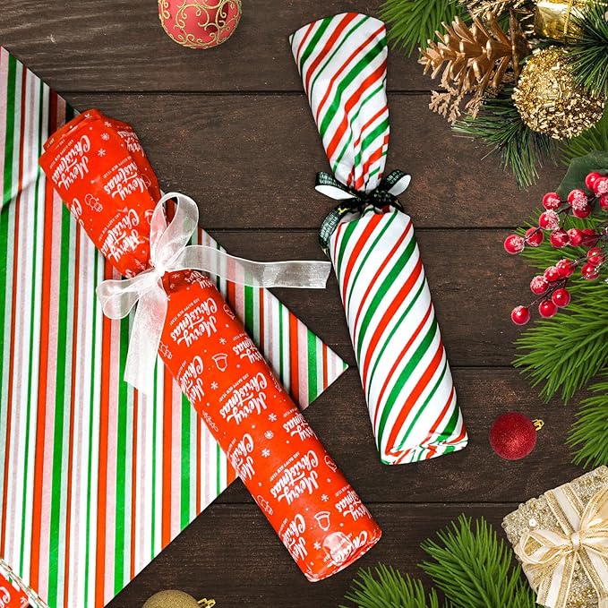 160 Sheets Christmas Tissue Paper Assorted Christmas Tissue Paper for Gift Wrapping, Christmas Gift Boxes and Wine Bottles
