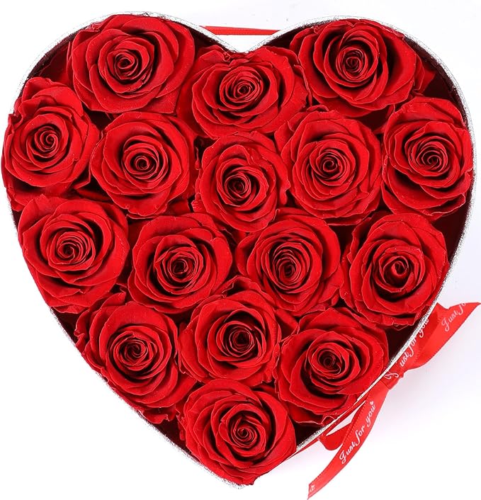 16 Preserved Roses in Box, Forever Flowers for Delivery Prime. Birthday Gift For Women Mom Wife Girlfriend Grandma on Valentines Mothers Day Christmas Anniversary(Red)