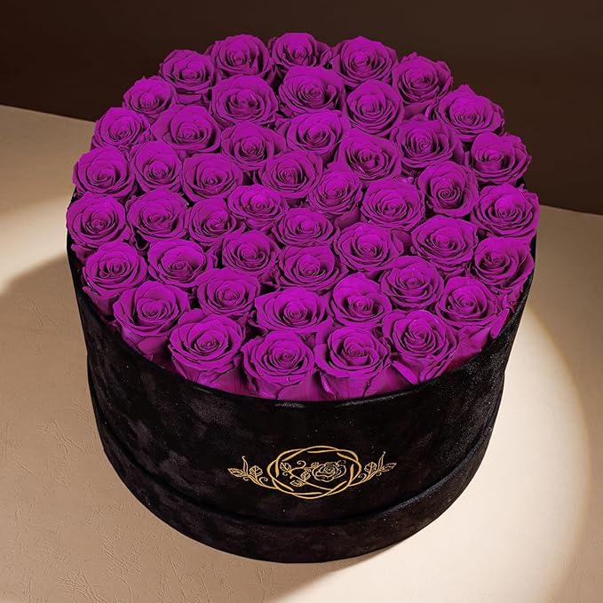 47 Flowers in a Luxury Suede Box, Birthday Gifts for Women, Preserved Flowers, Mothers Day Roses Gift for Mom, Bossy Pink