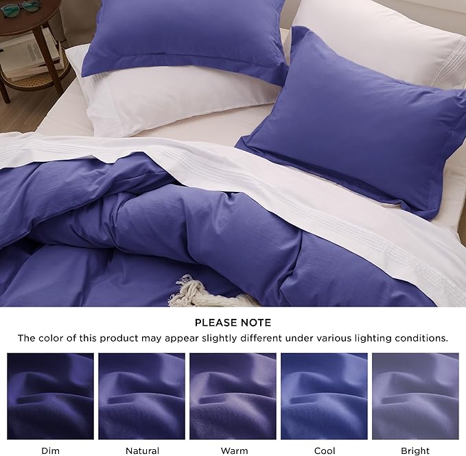 Bedsure Skipper Blue Oversized King Duvet Cover - 3 Pieces Prewashed Cotton-Like Extra Soft Bedding Set, Includes 1 Duvet Cover 120x98 Inches with Zipper Closure & 2 Pillow Shams, No Comforter