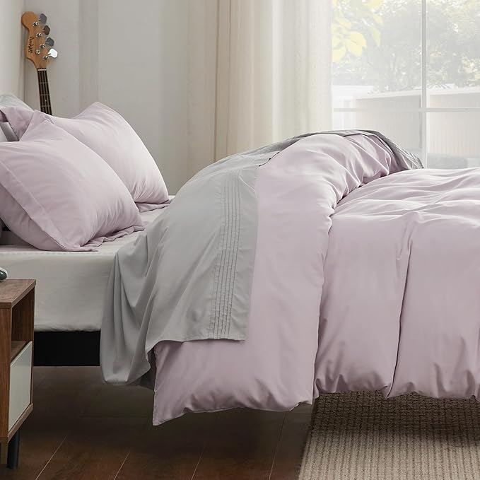 Bedsure Duvet Cover King Size - Soft Double Brushed Bedding Set for Kids & Adults, Zipper Closure, 3 Pieces, Includes 1 Duvet Cover (104"x90") & 2 Pillow Shams, NO Comforter, Pink Mocha