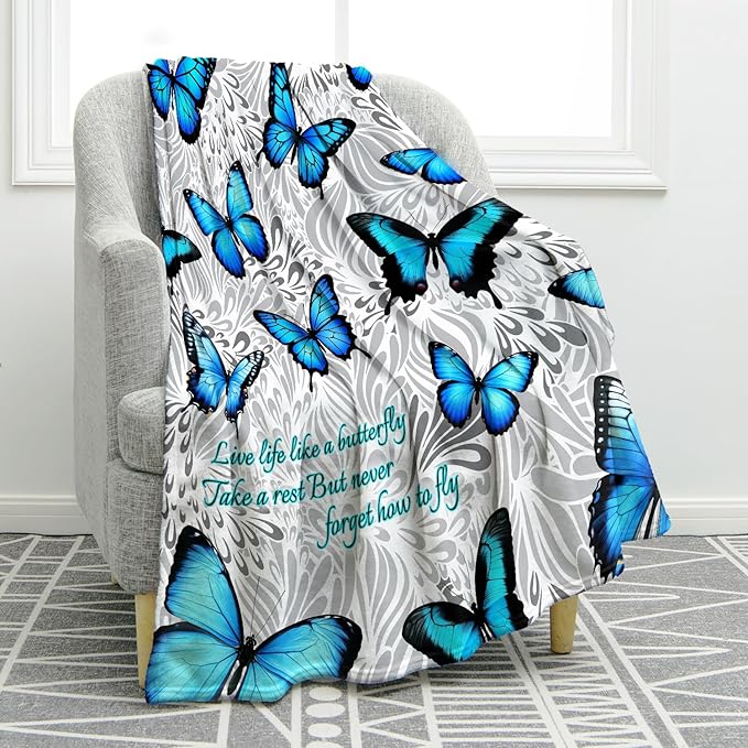 Jekeno Butterfly Throw Blanket Gifts for Women Girls, Christmas Birthday Valentines Butterfly Lovers Gifts for Adult Kids, Butterflies Blanket Decor for Home Bed Couch