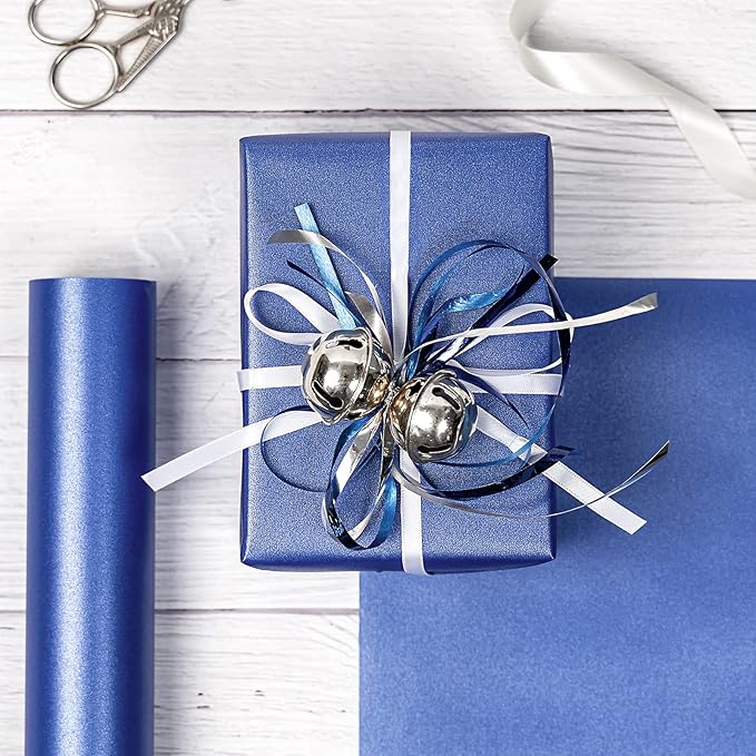 RUSPEPA Pearl Royal Blue Matte Wrapping Paper-81.5 Sq Ft-Solid Color Pearly-lustre Paper Perfect for Wedding, Birthday, Christmas, Baby Shower -30Inch X 32.8Feet