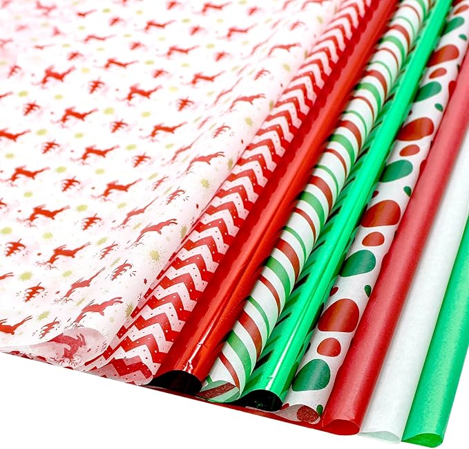 160 Sheets Christmas Tissue Paper for Gift Wrapping, Art & Craft - Assortment Holiday Tissue Paper, 20 x 20 inches