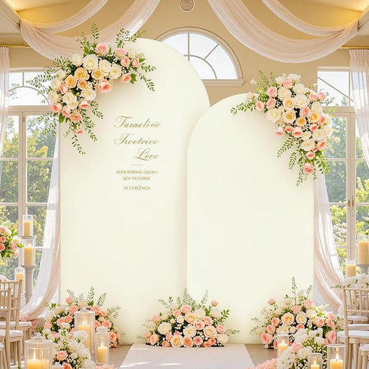 Ivory Arch Backdrop Cover Set of 2 Arch Cover 7.2 and 6ft Wedding Arch Cover Stretchy Backdrop Bridal Baby Shower Birthday Party Ivory Arch Covers Spandex