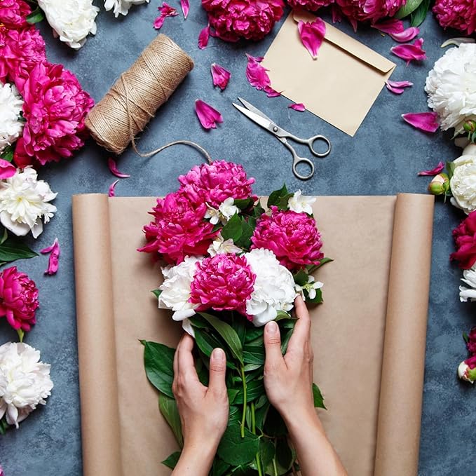 MECCANIXITY Flower Wrapping Fog Paper 22.8x22.8 Inch Waterproof Matte Floral Wrapping Paper for DIY Crafts, Gift/Gift Box Packaging Pink 20 Pcs