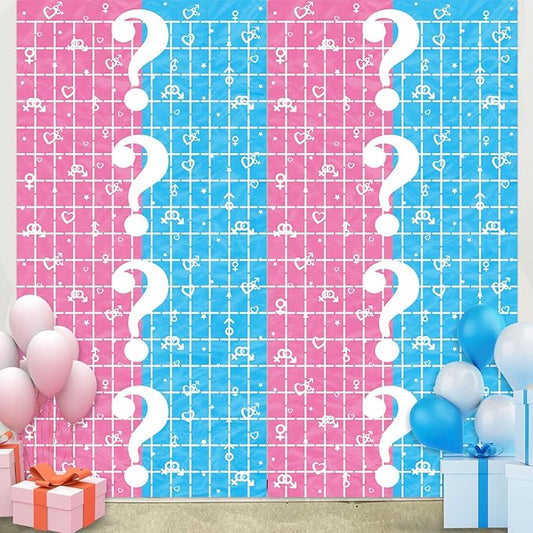Gender Reveal Foil Fringe Curtains Backdrop Gender Reveal Decorations Party Supplies 2 Pack 3.28 x 6.56 Ft Boy or Girl Gender Reveal Streamer for Welcome Home Girl Boy Birthday Baby Shower Decoration
